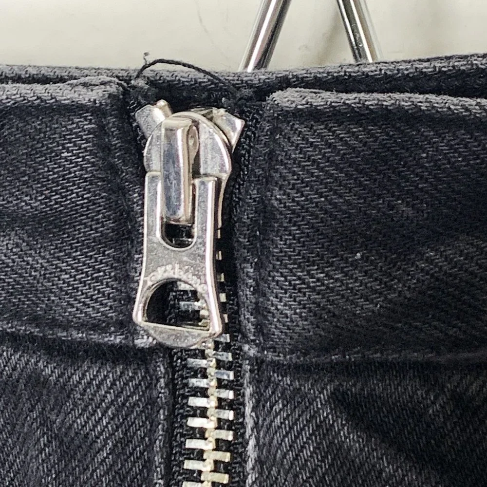 rag & bone Anna Raven Black Raw Hem Full Zip Front Mini Skirt Denim Size 24 - Picture 8 of 12